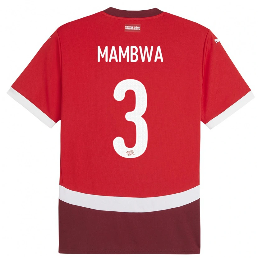 Danxen Dzieci Szwajcaria Olivier Mambwa #3 Czerwony Domowa Koszulka 24-26 Koszulki Klubowe