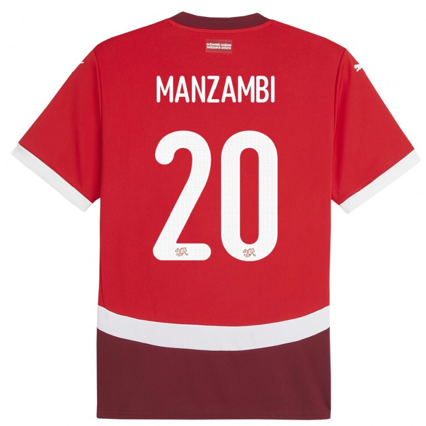 Danxen Dzieci Szwajcaria Johan Manzambi #20 Czerwony Domowa Koszulka 24-26 Koszulki Klubowe