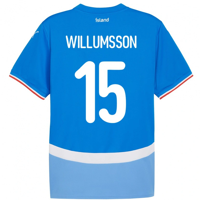 Danxen Dzieci Islandia Willum Thór Willumsson #15 Niebieski Domowa Koszulka 24-26 Koszulki Klubowe