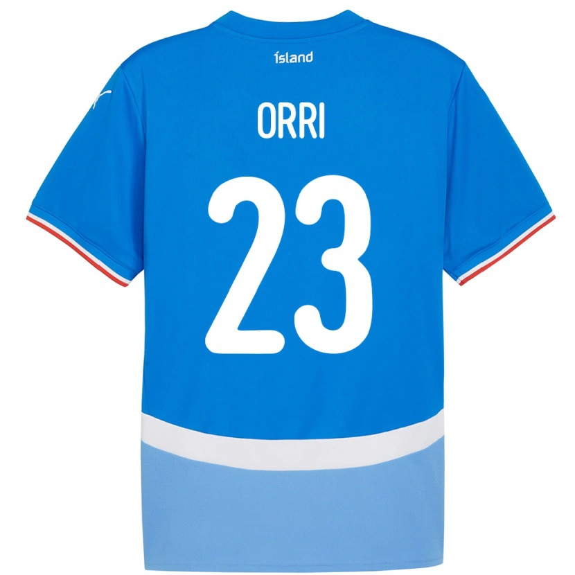 Danxen Dzieci Islandia Ágúst Orri Thorsteinsson #23 Niebieski Domowa Koszulka 24-26 Koszulki Klubowe