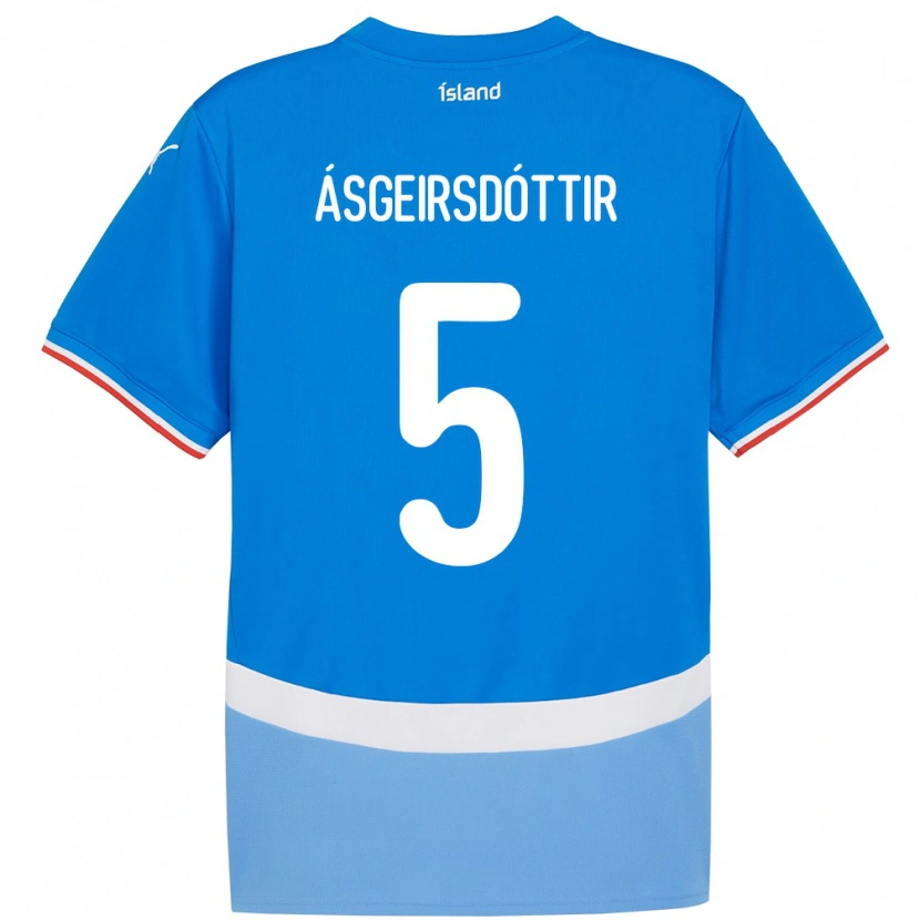 Danxen Dzieci Islandia Emilía Kiær Ásgeirsdóttir #5 Niebieski Domowa Koszulka 24-26 Koszulki Klubowe