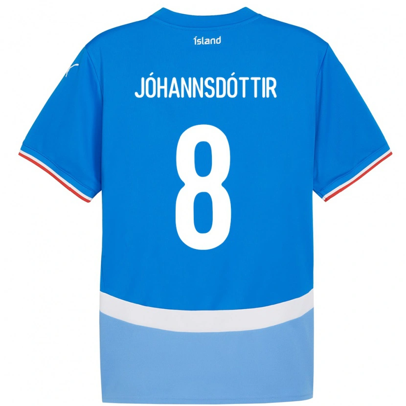 Danxen Dzieci Islandia Alexandra Jóhannsdóttir #8 Niebieski Domowa Koszulka 24-26 Koszulki Klubowe