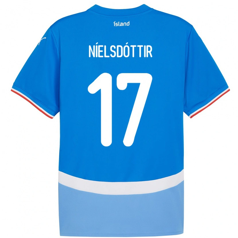 Danxen Dzieci Islandia Bryndís Arna Níelsdóttir #17 Niebieski Domowa Koszulka 24-26 Koszulki Klubowe