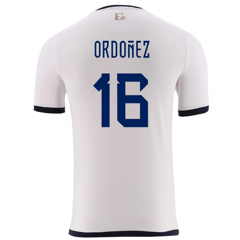 Danxen Dzieci Ecuador Joel Ordóñez #16 Biały Wyjazdowa Koszulka 24-26 Koszulki Klubowe