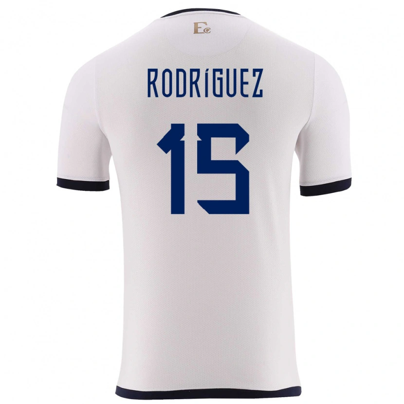 Danxen Dzieci Ecuador Juan Rodríguez #15 Biały Wyjazdowa Koszulka 24-26 Koszulki Klubowe
