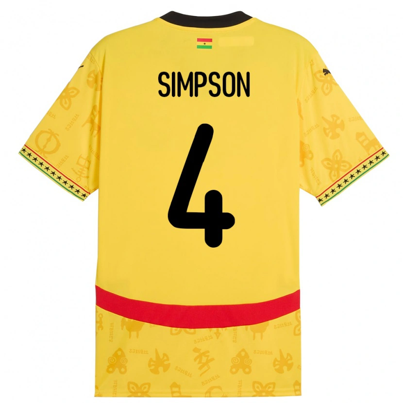 Danxen Dzieci Ghana Razak Simpson #4 Żółty Wyjazdowa Koszulka 24-26 Koszulki Klubowe