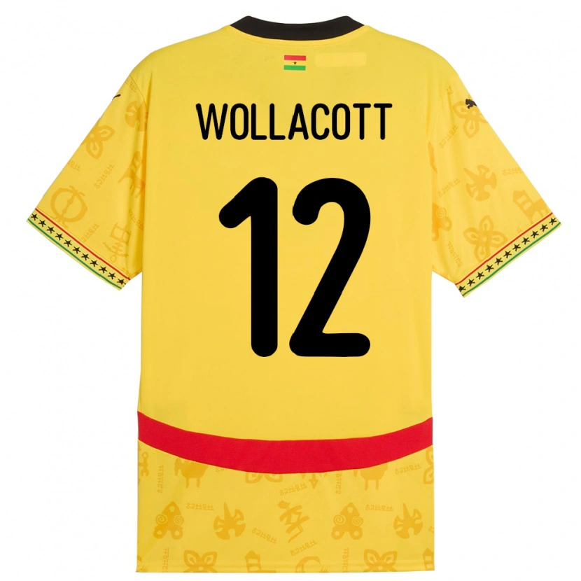 Danxen Dzieci Ghana Joe Wollacott #12 Żółty Wyjazdowa Koszulka 24-26 Koszulki Klubowe