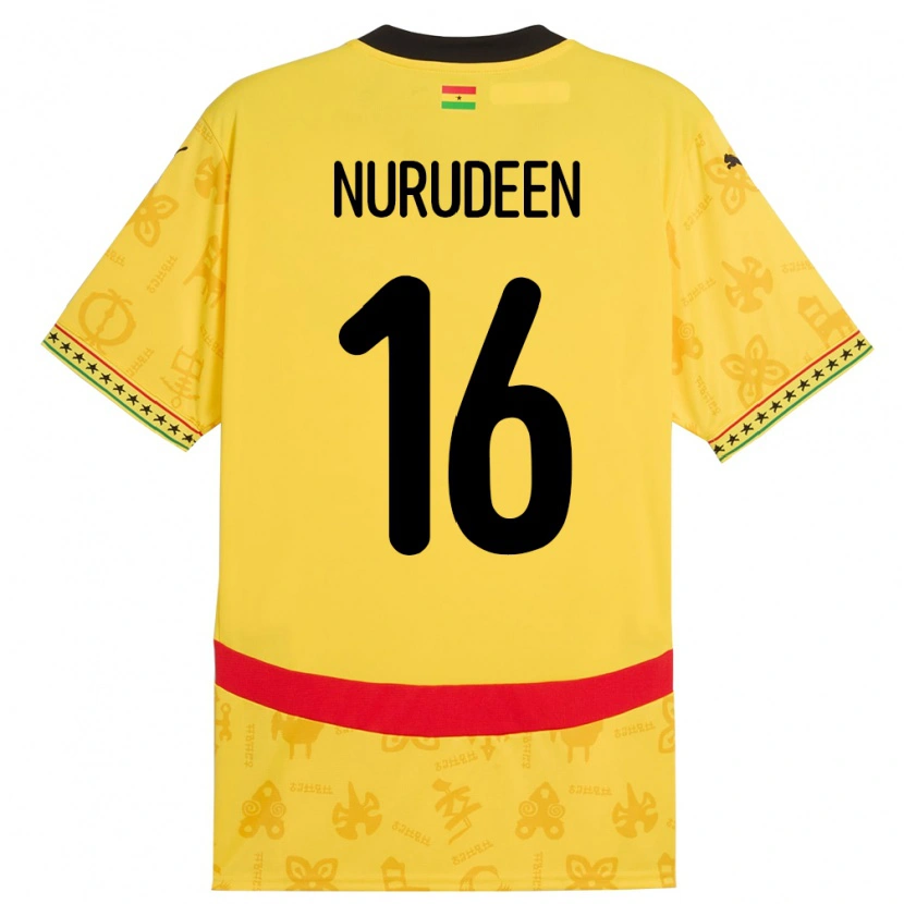Danxen Dzieci Ghana Abdul Nurudeen #16 Żółty Wyjazdowa Koszulka 24-26 Koszulki Klubowe