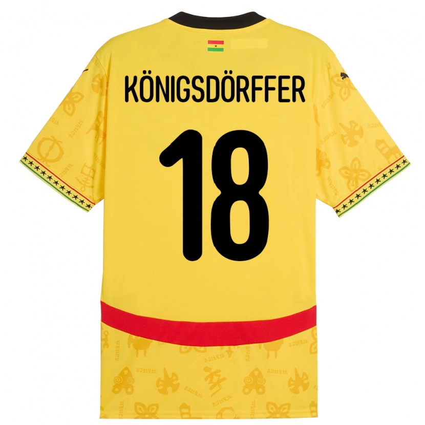 Danxen Dzieci Ghana Ransford Königsdörffer #18 Żółty Wyjazdowa Koszulka 24-26 Koszulki Klubowe
