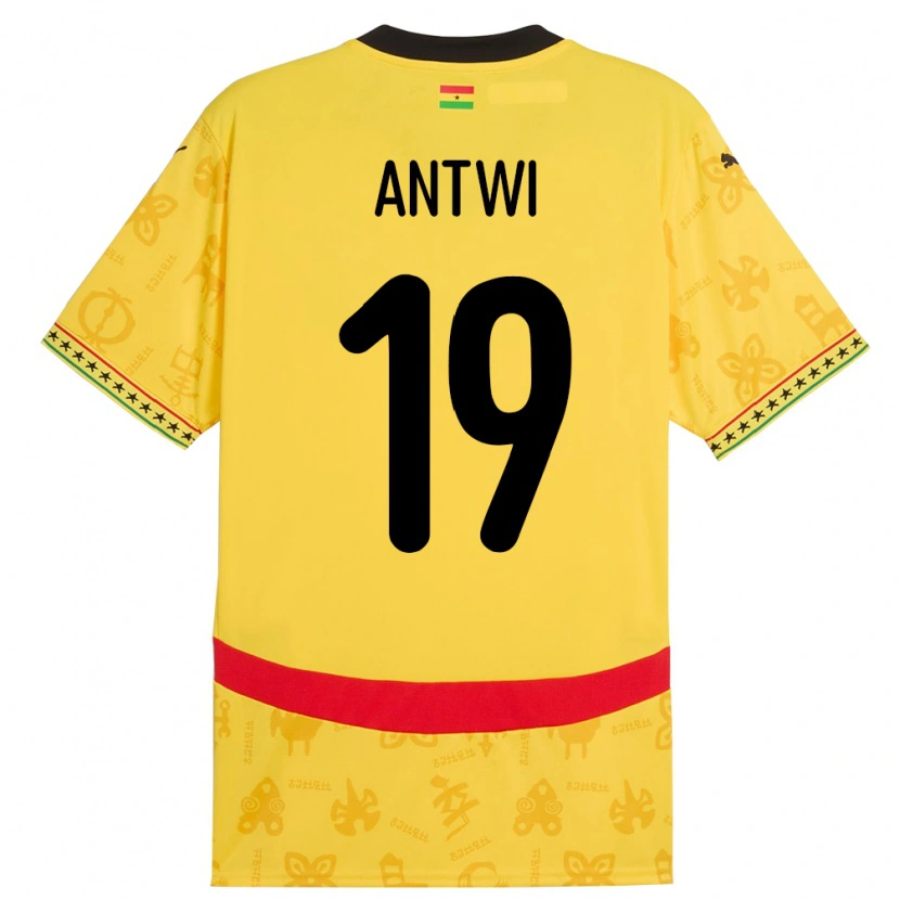 Danxen Dzieci Ghana Emmanuel Antwi #19 Żółty Wyjazdowa Koszulka 24-26 Koszulki Klubowe