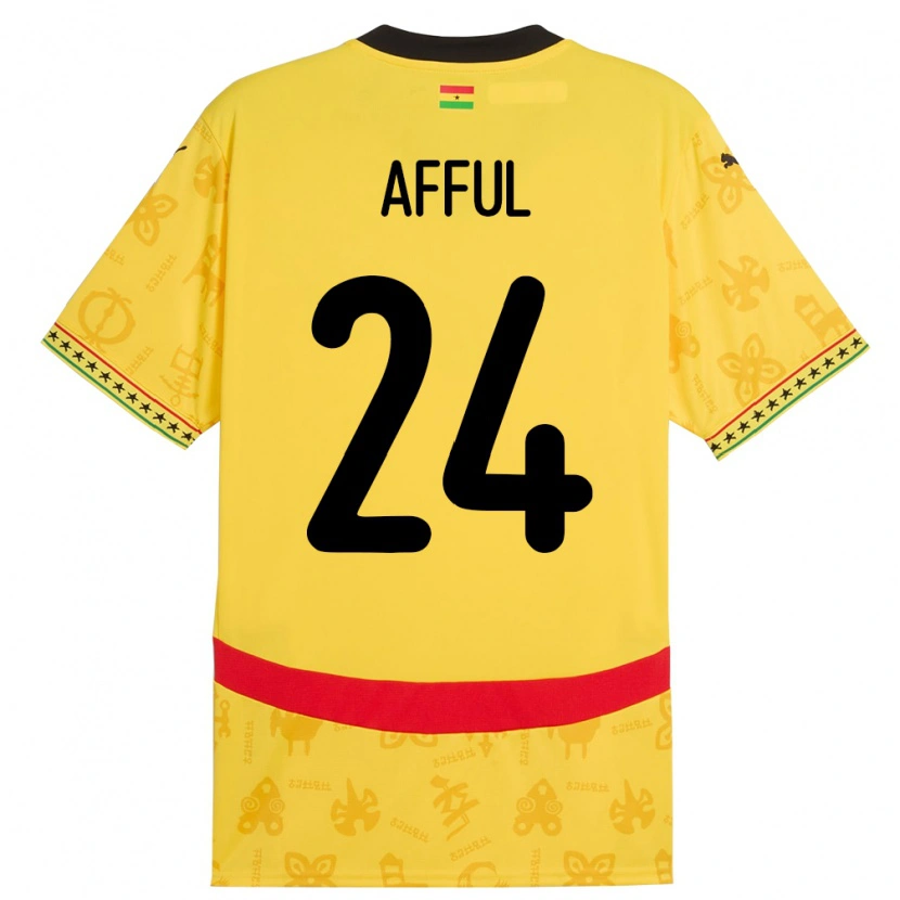 Danxen Dzieci Ghana Isaac Afful #24 Żółty Wyjazdowa Koszulka 24-26 Koszulki Klubowe