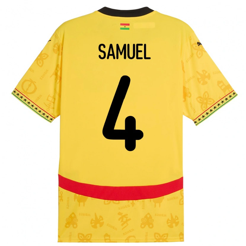Danxen Dzieci Ghana Samuel Abbey-Ashie Quaye #4 Żółty Wyjazdowa Koszulka 24-26 Koszulki Klubowe