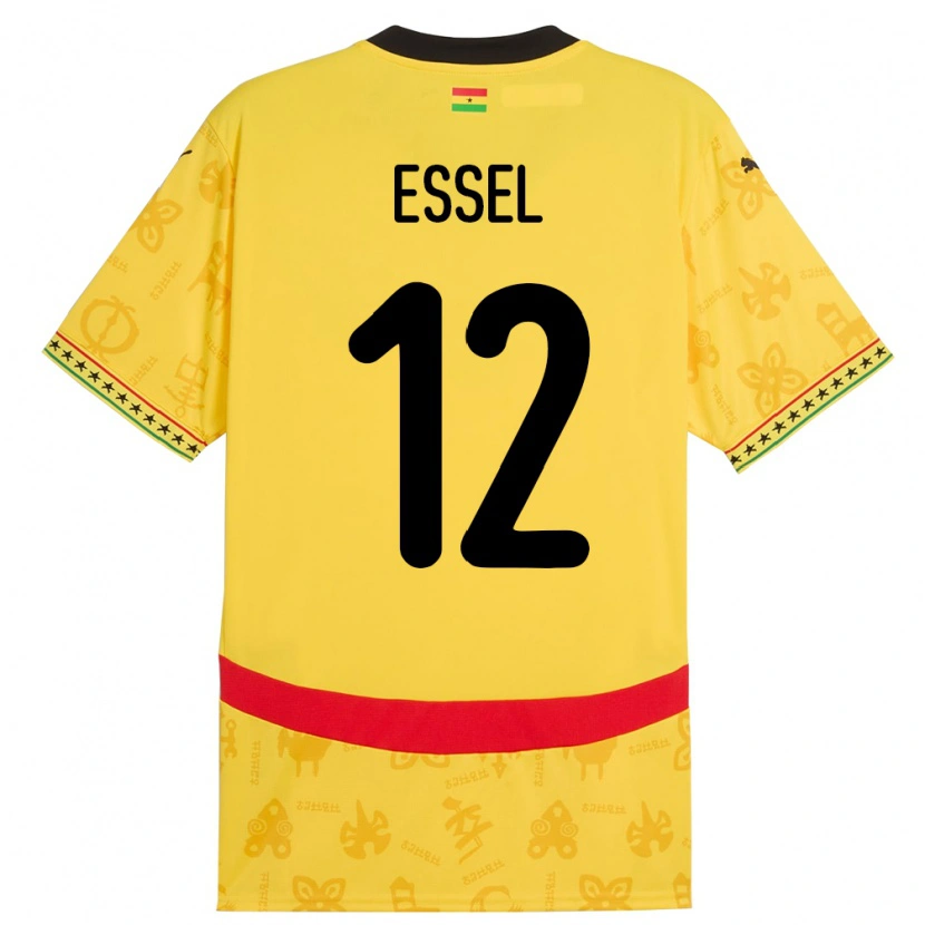 Danxen Dzieci Ghana Aaron Essel #12 Żółty Wyjazdowa Koszulka 24-26 Koszulki Klubowe