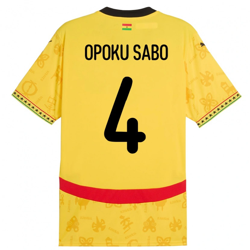 Danxen Dzieci Ghana Alex Opoku Sabo #4 Żółty Wyjazdowa Koszulka 24-26 Koszulki Klubowe