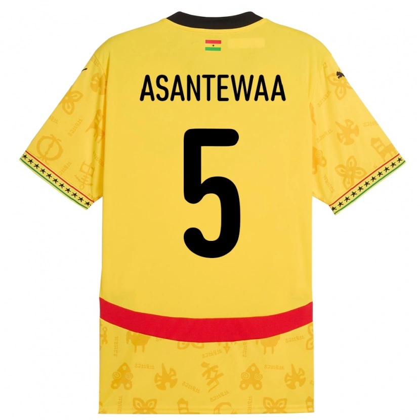 Danxen Dzieci Ghana Grace Asantewaa #5 Żółty Wyjazdowa Koszulka 24-26 Koszulki Klubowe
