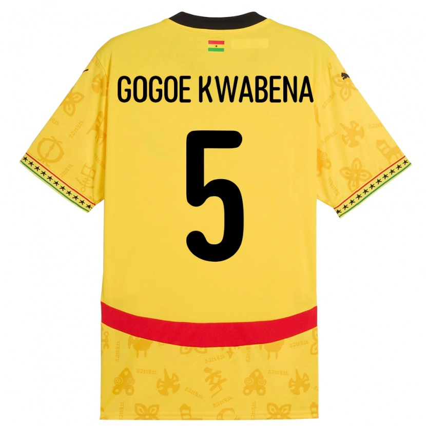 Danxen Dzieci Ghana Boahen Gogoe Kwabena #5 Żółty Wyjazdowa Koszulka 24-26 Koszulki Klubowe