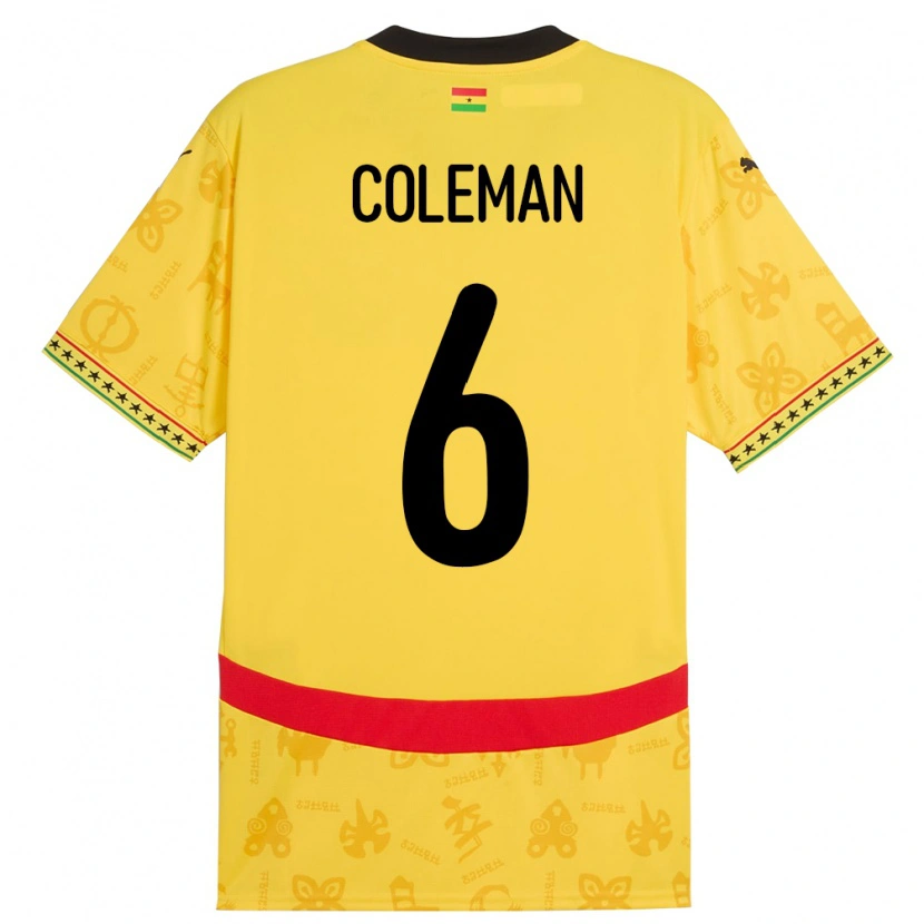Danxen Dzieci Ghana Ellen Coleman #6 Żółty Wyjazdowa Koszulka 24-26 Koszulki Klubowe