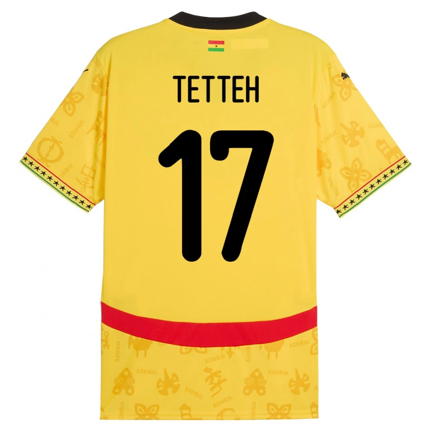 Danxen Dzieci Ghana Benjamin Tetteh #17 Żółty Wyjazdowa Koszulka 24-26 Koszulki Klubowe