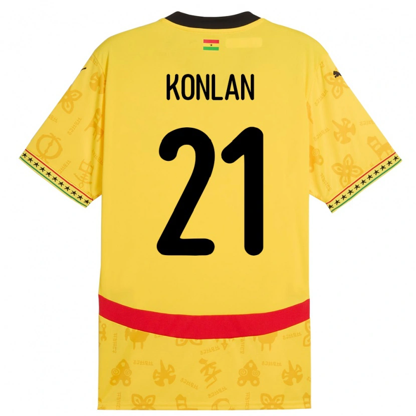 Danxen Dzieci Ghana Cynthia Konlan #21 Żółty Wyjazdowa Koszulka 24-26 Koszulki Klubowe