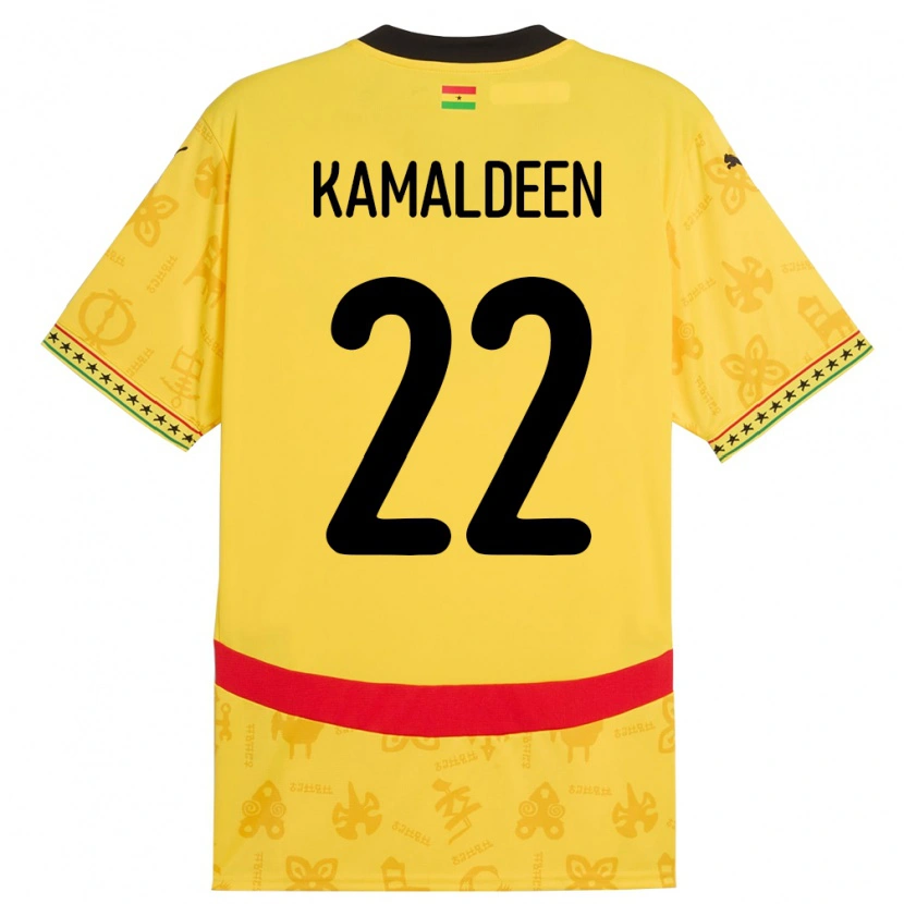 Danxen Dzieci Ghana Kamaldeen Sulemana #22 Żółty Wyjazdowa Koszulka 24-26 Koszulki Klubowe