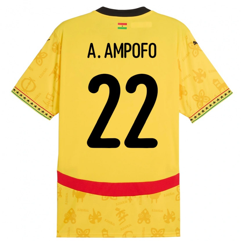 Danxen Dzieci Ghana Eugene Amankwah Ampofo #22 Żółty Wyjazdowa Koszulka 24-26 Koszulki Klubowe