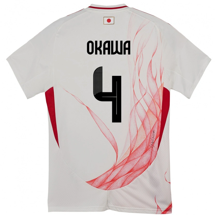 Danxen Dzieci Japonia Yugo Okawa #4 Biały Wyjazdowa Koszulka 24-26 Koszulki Klubowe