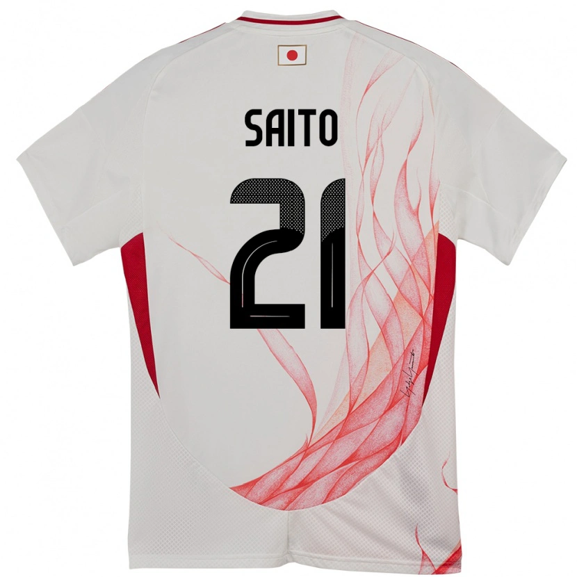 Danxen Dzieci Japonia Hideki Saito #21 Biały Wyjazdowa Koszulka 24-26 Koszulki Klubowe