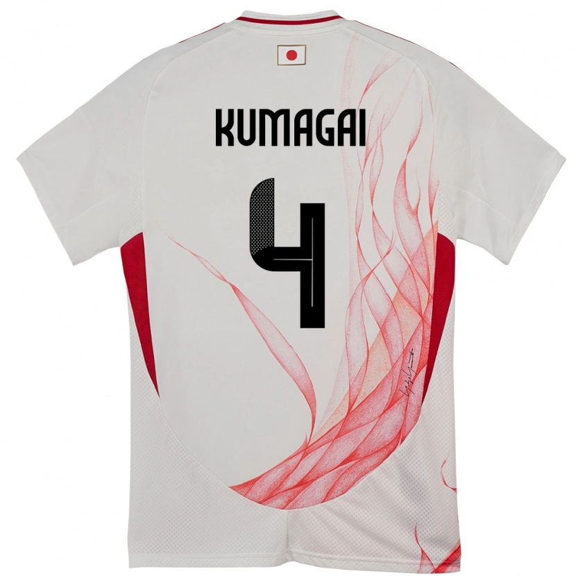 Danxen Dzieci Japonia Saki Kumagai #4 Biały Wyjazdowa Koszulka 24-26 Koszulki Klubowe