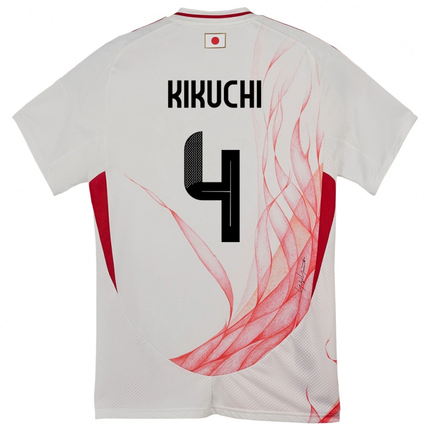 Danxen Dzieci Japonia Shuta Kikuchi #4 Biały Wyjazdowa Koszulka 24-26 Koszulki Klubowe