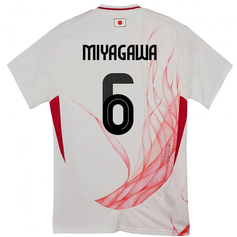 Danxen Dzieci Japonia Asato Miyagawa #6 Biały Wyjazdowa Koszulka 24-26 Koszulki Klubowe