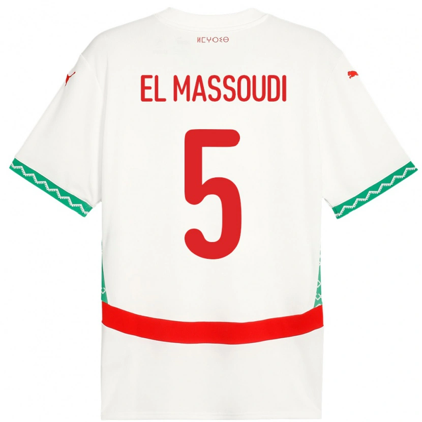 Danxen Dzieci Maroko Nassim El Massoudi #5 Biały Wyjazdowa Koszulka 24-26 Koszulki Klubowe