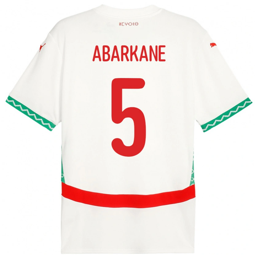 Danxen Dzieci Maroko Ahmed Abarkane #5 Biały Wyjazdowa Koszulka 24-26 Koszulki Klubowe