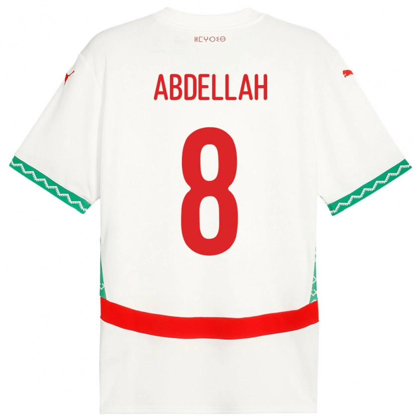 Danxen Dzieci Maroko Abdellah Ouazane #8 Biały Wyjazdowa Koszulka 24-26 Koszulki Klubowe