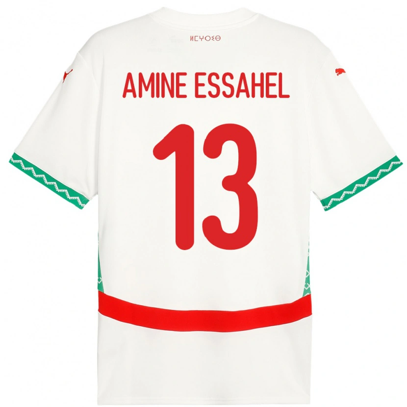 Danxen Dzieci Maroko Mohamed Amine Essahel #13 Biały Wyjazdowa Koszulka 24-26 Koszulki Klubowe