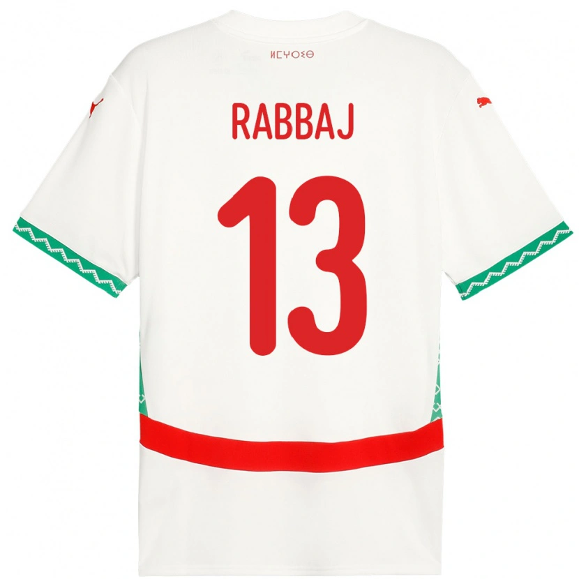 Danxen Dzieci Maroko Yusuf Rabbaj #13 Biały Wyjazdowa Koszulka 24-26 Koszulki Klubowe