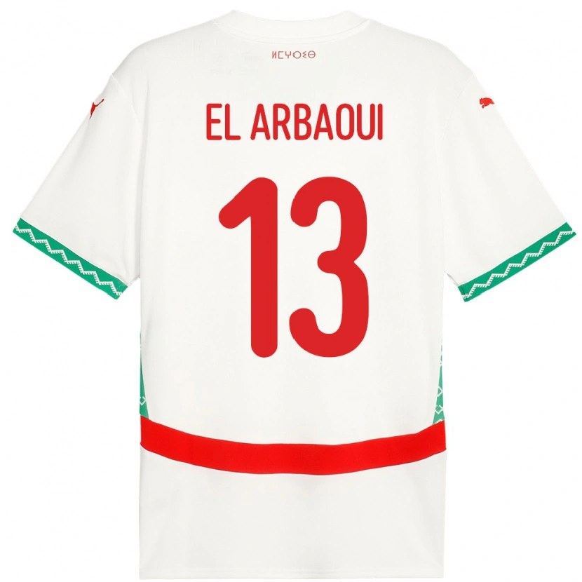Danxen Dzieci Maroko Ilyas El Arbaoui #13 Biały Wyjazdowa Koszulka 24-26 Koszulki Klubowe