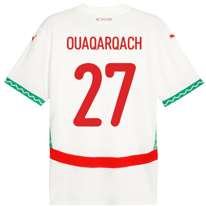 Danxen Dzieci Maroko Abdelkader Ouaqarqach #27 Biały Wyjazdowa Koszulka 24-26 Koszulki Klubowe