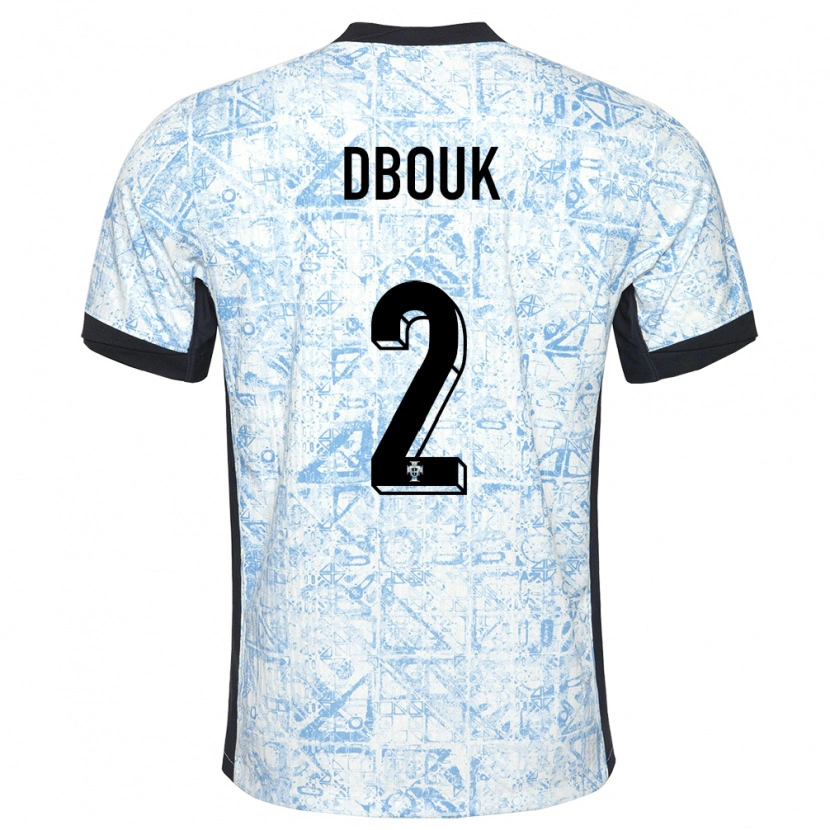 Danxen Dzieci Portugalia Gabriel Dbouk #2 Kremowy Niebieski Wyjazdowa Koszulka 24-26 Koszulki Klubowe