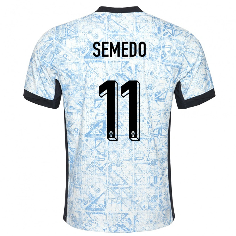 Danxen Dzieci Portugalia Vivaldo Semedo #11 Kremowy Niebieski Wyjazdowa Koszulka 24-26 Koszulki Klubowe
