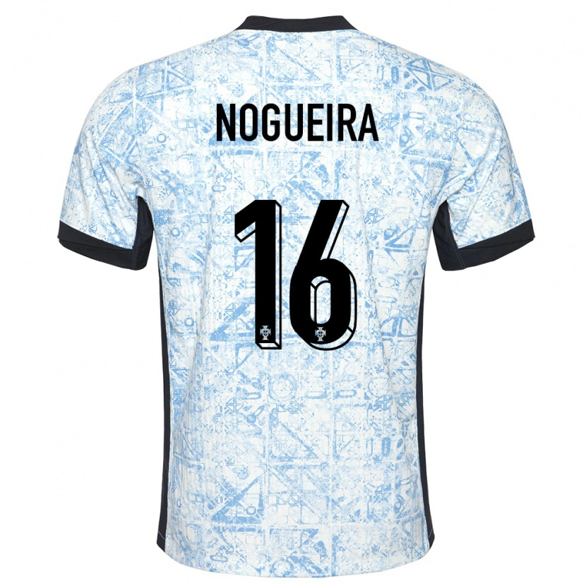 Danxen Dzieci Portugalia Rodrigo Nogueira #16 Kremowy Niebieski Wyjazdowa Koszulka 24-26 Koszulki Klubowe