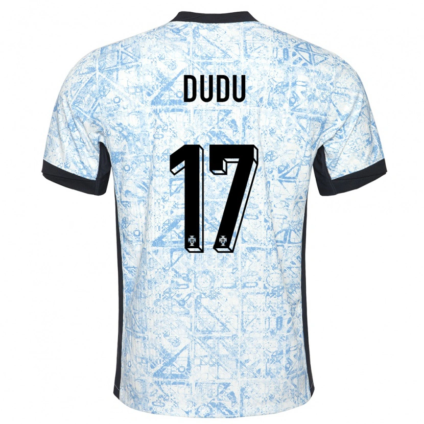 Danxen Dzieci Portugalia Dudu #17 Kremowy Niebieski Wyjazdowa Koszulka 24-26 Koszulki Klubowe