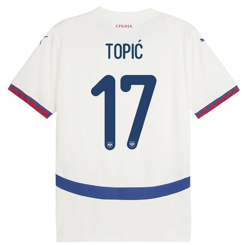 Danxen Dzieci Serbia Mirko Topić #17 Biały Wyjazdowa Koszulka 24-26 Koszulki Klubowe