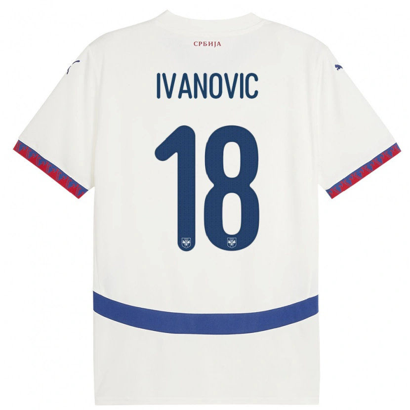 Danxen Dzieci Serbia Mihailo Ivanovic #18 Biały Wyjazdowa Koszulka 24-26 Koszulki Klubowe