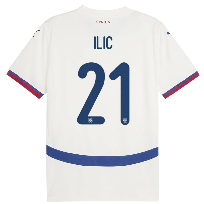 Danxen Dzieci Serbia Veljko Ilic #21 Biały Wyjazdowa Koszulka 24-26 Koszulki Klubowe