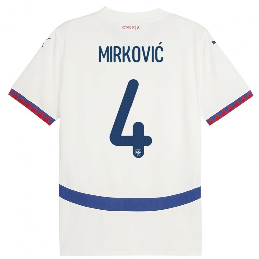 Danxen Dzieci Serbia Nemanja Mirković #4 Biały Wyjazdowa Koszulka 24-26 Koszulki Klubowe