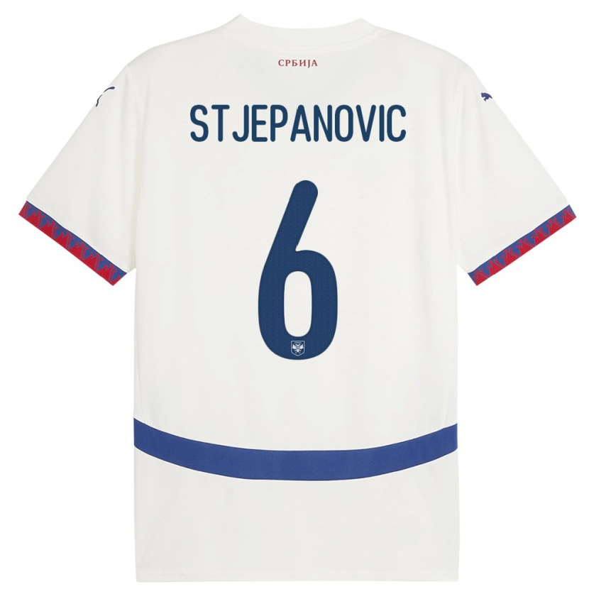 Danxen Dzieci Serbia Mateja Stjepanovic #6 Biały Wyjazdowa Koszulka 24-26 Koszulki Klubowe