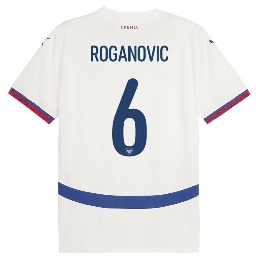 Danxen Dzieci Serbia Vuk Roganovic #6 Biały Wyjazdowa Koszulka 24-26 Koszulki Klubowe