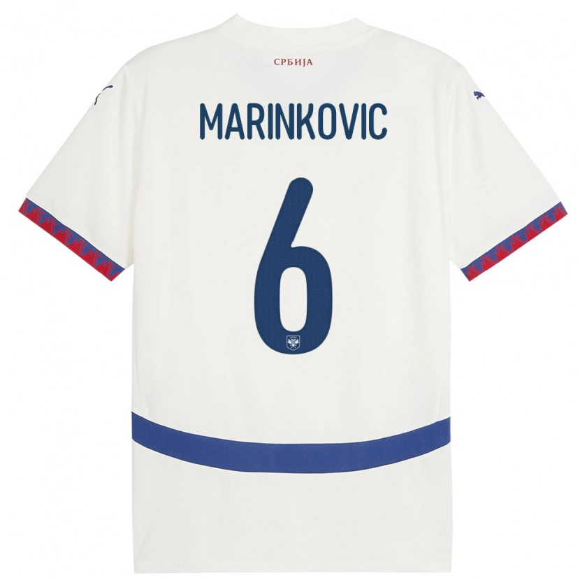 Danxen Dzieci Serbia Vojin Marinkovic #6 Biały Wyjazdowa Koszulka 24-26 Koszulki Klubowe