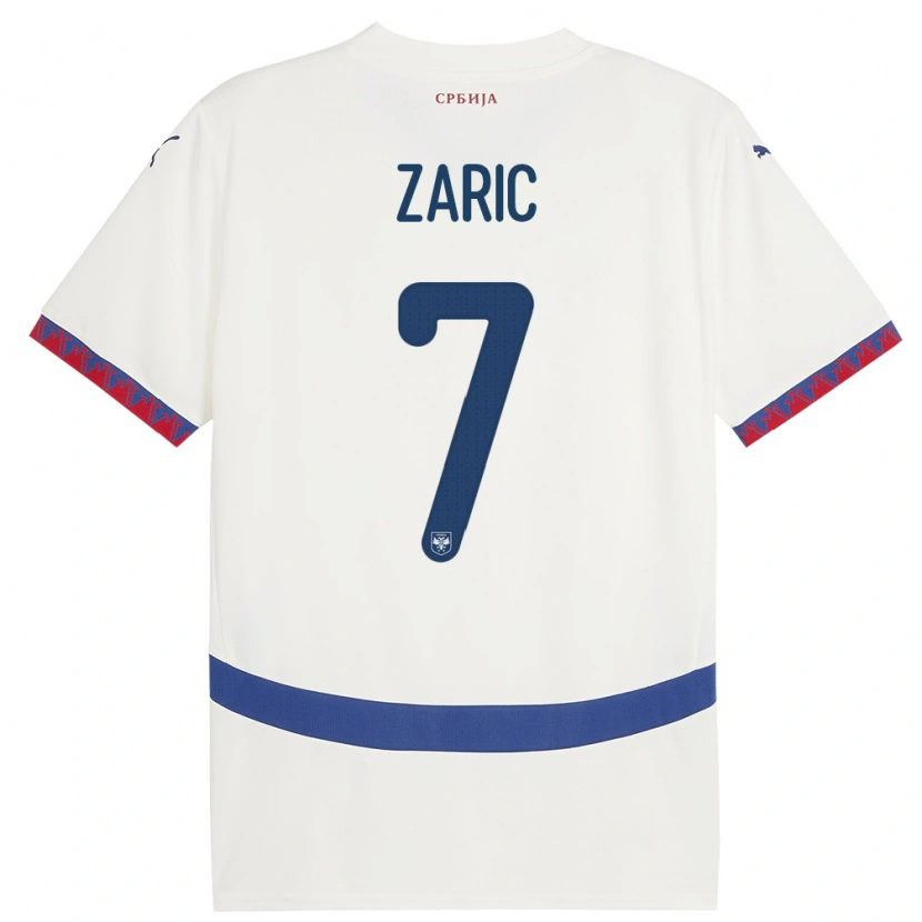 Danxen Dzieci Serbia Luka Zaric #7 Biały Wyjazdowa Koszulka 24-26 Koszulki Klubowe