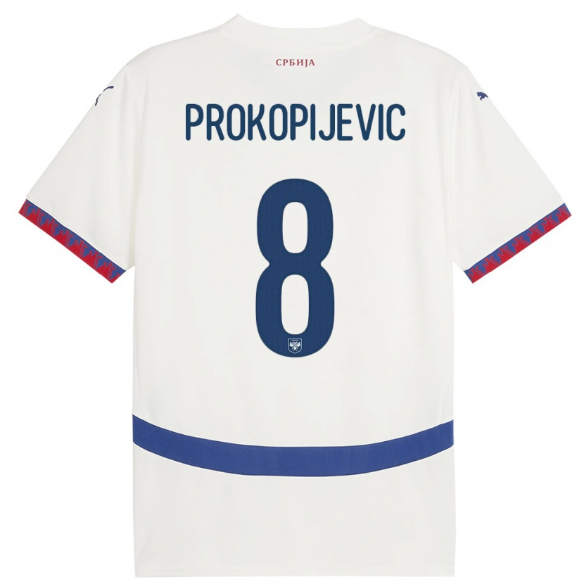 Danxen Dzieci Serbia Mateja Prokopijevic #8 Biały Wyjazdowa Koszulka 24-26 Koszulki Klubowe